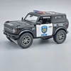 Ford Bronco 2022 Police fekete Kinsmart fém autó modell