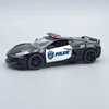 Chevrolet Corvette 2021 Police fekete fém autó modell