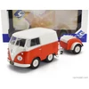 Volkswagen bus utánfutóval 1:18 narancs modell autó