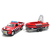 Mitsubishi Feuerwehr csónakszállító utánfutóval kisautó 2