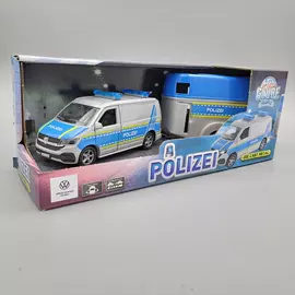 Volkswagen busz rendőr lószállító játékautó