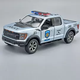 Ford F-150 Raptor 2022 Police ezüst Kinsmart fém autó modell