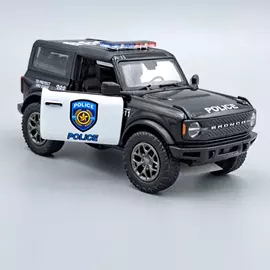 Ford Bronco 2022 Police fekete Kinsmart fém autó modell