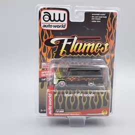 Chevrolet Suburban Flames 1:64 AutoWorld retró fém modell autó