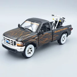 Ford F350 Pickup 1999+ Harley FXSTB 2002 Maisto modell autó