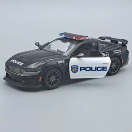 Ford Mustang 2024 Police Kinsmart fekete fém autó modell és játékautó