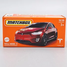 Tesla Model X 1:64 Matchbox piros fém modell autó