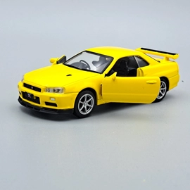 Nissan GT-R34 1:36 Tayumo sárga fém autó modell