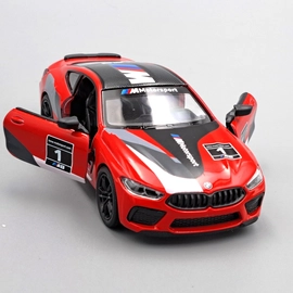 BMW M8 Competition Coupe mintás piros Kinsmart fém modell autó