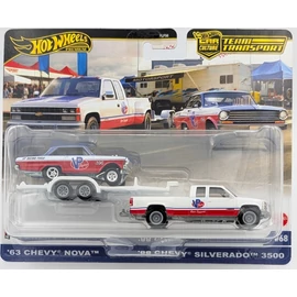 Chevy Nova '63 + Chevy Silverado Trailer Hot Wheels modell autó