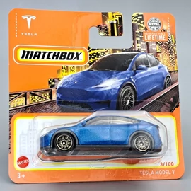 Tesla model Y 1:64 Matchbox kék autó modell