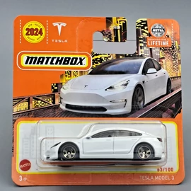 Tesla Model 3 1:64 Matchbox fehér  modellautó