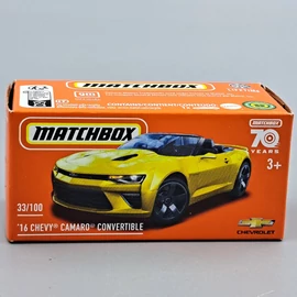 Chevy Camaro Convertible Matchbox sárga modell autó