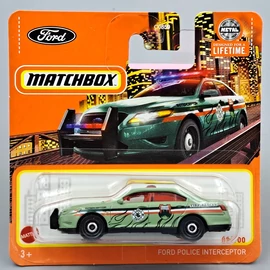 Ford Police Interceptor zöld Matchbox autó modell, játékautó
