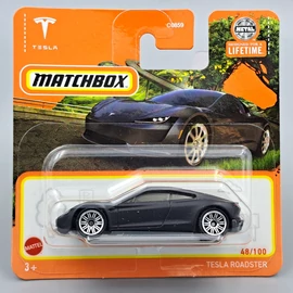 Tesla Roadster 1:64 fekete Matchbox fém kisautó