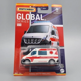 Renault Ambulance piros 1:64 Global Matchbox fém játékautó