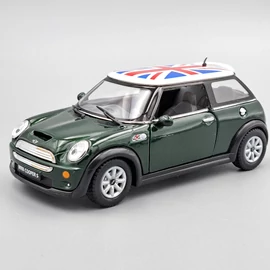 Mini Cooper S Angol zászlós zöld Kinsmart fémautó