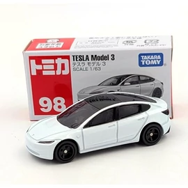 Tesla Model 3 1:64 Tomica modell autó japán kisautó