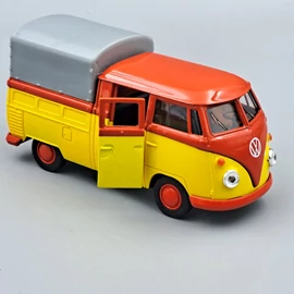 Volkswagen T1 Pick-Up sárga-piros retró autómodell