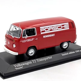 Volkswagen T2 Transporter 1:43 piros retró Minichamps autómodell