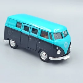 Volkswagen T1 Bus 1963 fekete-világoskék retró Welly autó modell