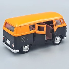 Volkswagen T1 Bus 1963 fekete-narancs retró Welly autó modell