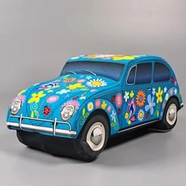  Plüss VW Bogár 1963 virágos zöld