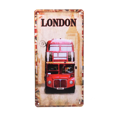 Fém Dekortábla 15 x 30 cm - London Busz
