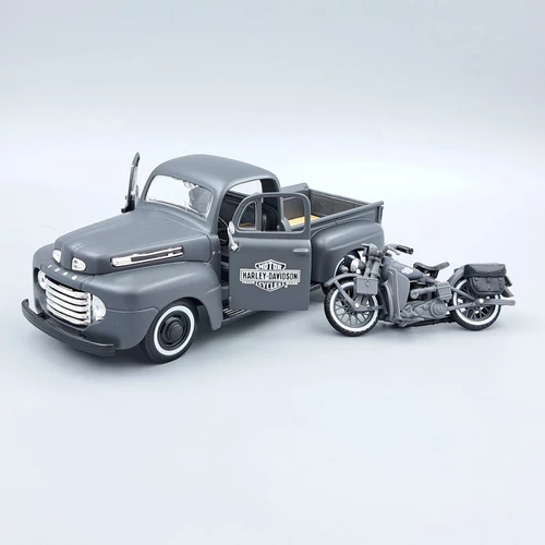 Ford F1 Pickup 1948+Harley WLA 1942 1:24 retró modellautó