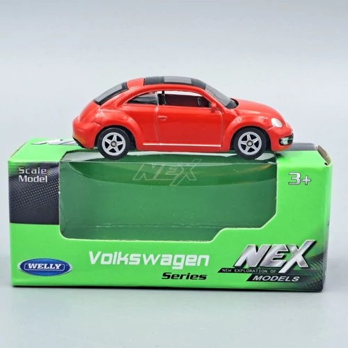 Volkswagen New Beetle 1:60 piros Welly fém kisautó modell