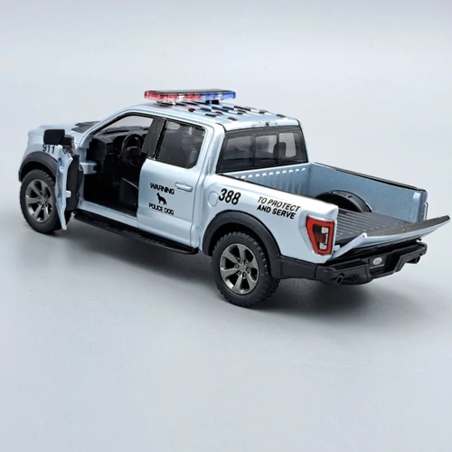 Ford F-150 Raptor 2022 Police ezüst Kinsmart fém autó modell