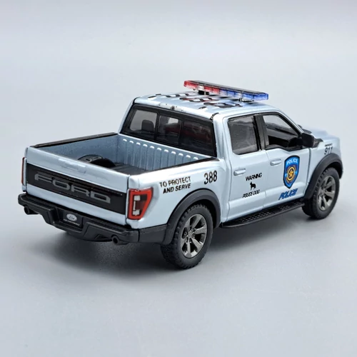 Ford F-150 Raptor 2022 Police ezüst Kinsmart fém autó modell