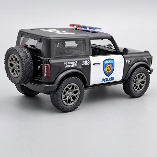 Ford Bronco 2022 Police fekete Kinsmart fém autó modell