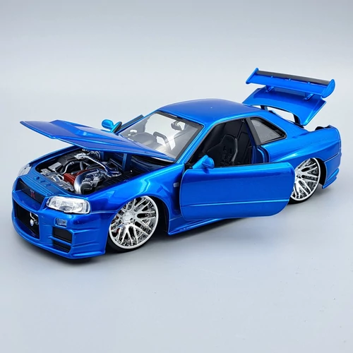 Nissan Skyline GTR R34 1:24 Brian Jada autó modell Fast&Furious