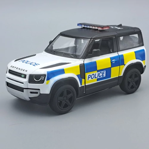 Land Rover Defender 90 Police Kinsmart modell autó