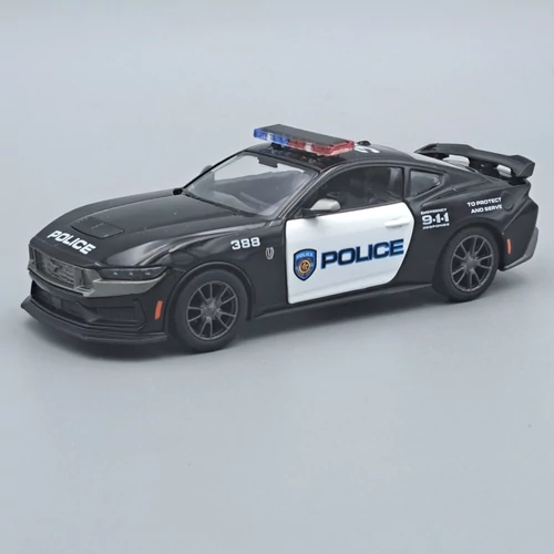 Ford Mustang 2024 Police Kinsmart fekete fém autó modell és játékautó