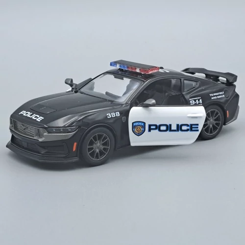 Ford Mustang 2024 Police Kinsmart fekete fém autó modell és játékautó