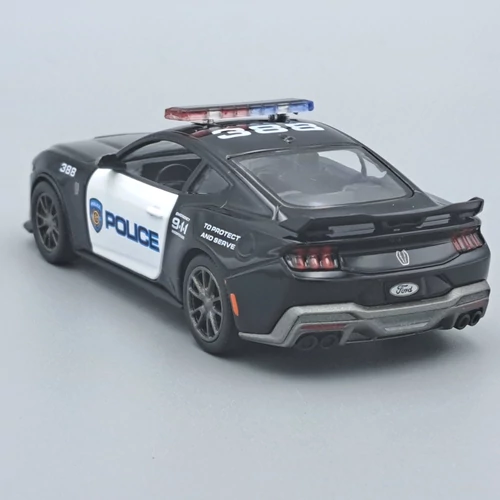 Ford Mustang 2024 Police Kinsmart fekete fém autó modell és játékautó