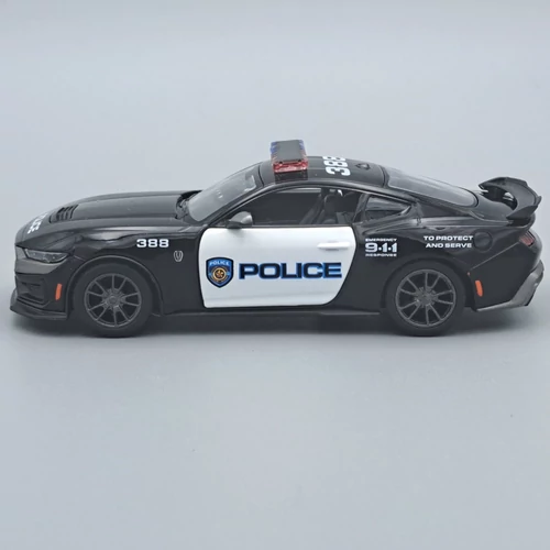 Ford Mustang 2024 Police Kinsmart fekete fém autó modell és játékautó