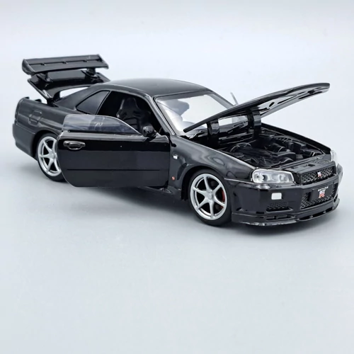 Nissan GT-R34 1:32 Tayumo fekete fém autómodell