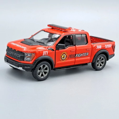 Ford F-150 Raptor 2022 Tűzoltó piros Kinsmart fém játékautó