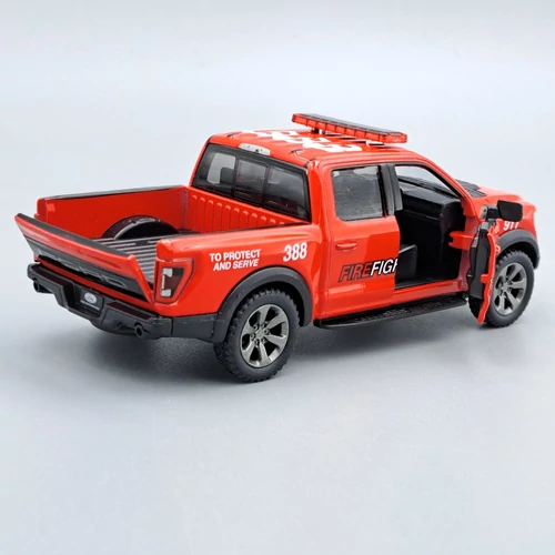Ford F-150 Raptor 2022 Tűzoltó piros Kinsmart fém játékautó