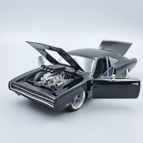 Dodge Charger R/T 1970 1:24 Dom fekete Fast&Furious fém retró modell autó