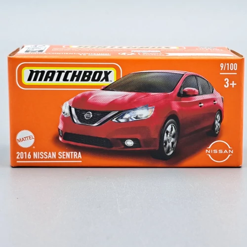 Nissan Sentra 2016 1:64 Matchbox piros fém kisautó