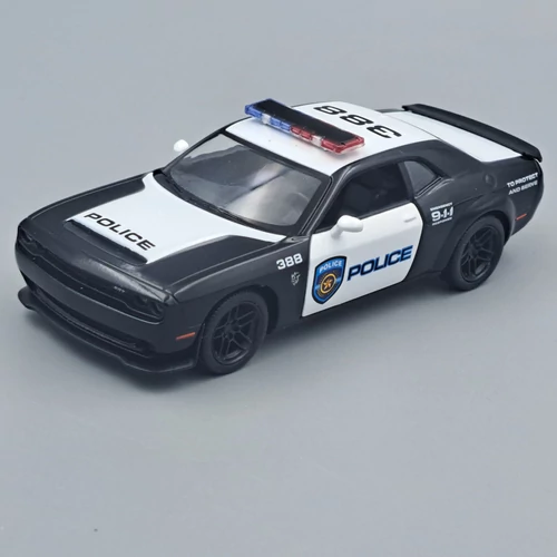 Dodge Challenger SRT Damon 170 rendőr Kinsmart autó modell, kisautó