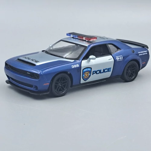 Dodge Challenger Damon 170 kék rendőr Kinsmart autómodell kisautó