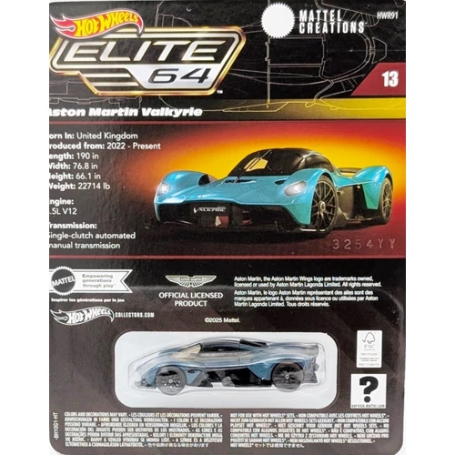 Hot Wheels Elite64-Aston Martin Valkyrie modellautó
