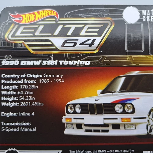 Hot Wheels Elite 64 - BMW 318i Touring fém kisautó