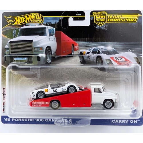 Porsche 906 Carrera 6 + Carry On Trailer Hot Wheels modellautó