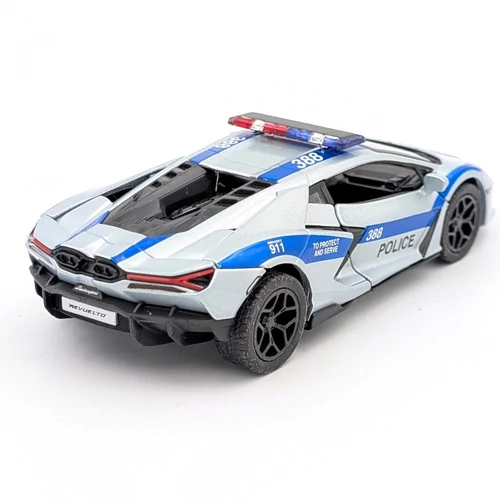 Lamborghini Revuelto rendőr ezüst Kinsmart játékautó